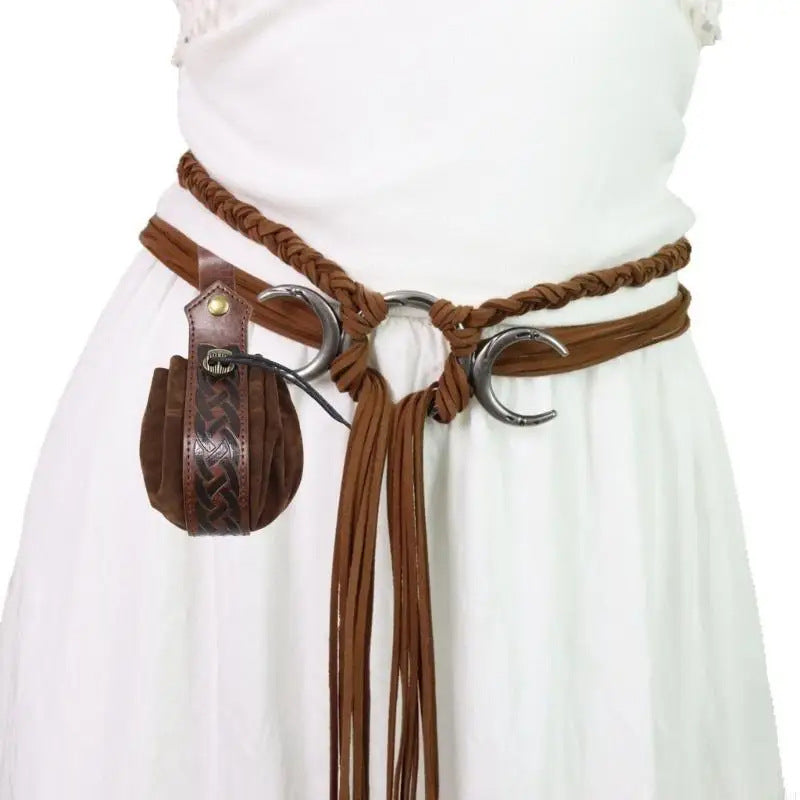 Womens Medieval Renaissance Belt Viking Dress Waist Sash Faux Leather