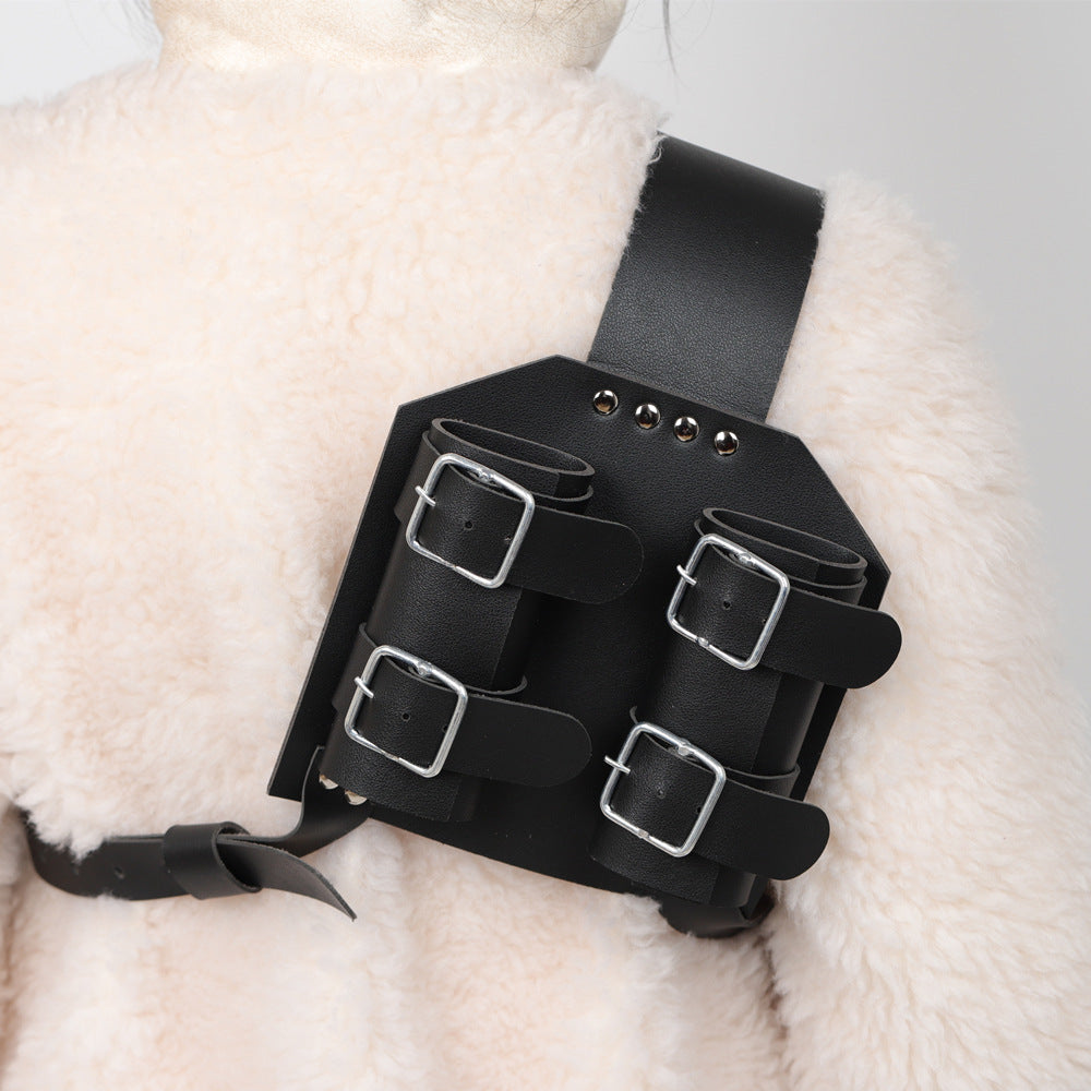 Medieval Double Sword Scabbard Harness PU Leather Knight LARP Back Holder