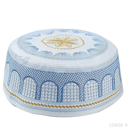 Embroidered Muslim Men's Worship Hat - Saudi Arabian Cap Taqiyah