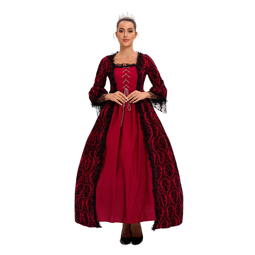 Women’s Vintage Gothic Renaissance Lace Court Dress Medieval Victorian Ball Gown