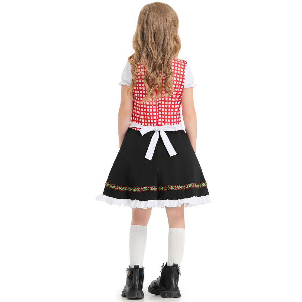 Girls Bavarian Dirndl Costume German Oktoberfest Party Performance Dress