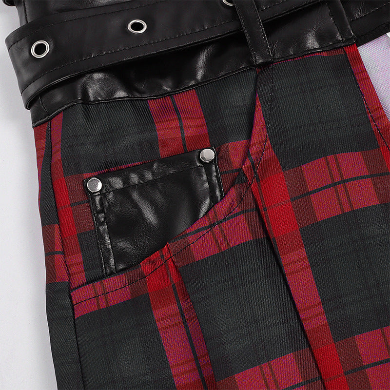 Dark Punk Rock Black Skirt Pants Unisex Gothic Streetwear Wide Leg Bottoms
