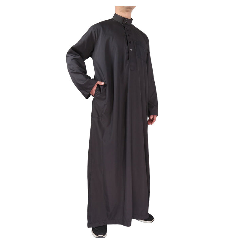 Mens Black Thobe Islamic Jubba Kaftan Robe | Traditional Arab Bisht for Formal Events
