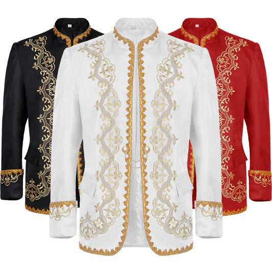 European Royal Suit for Men – Gold-Encrusted Regal Prince Jacket


