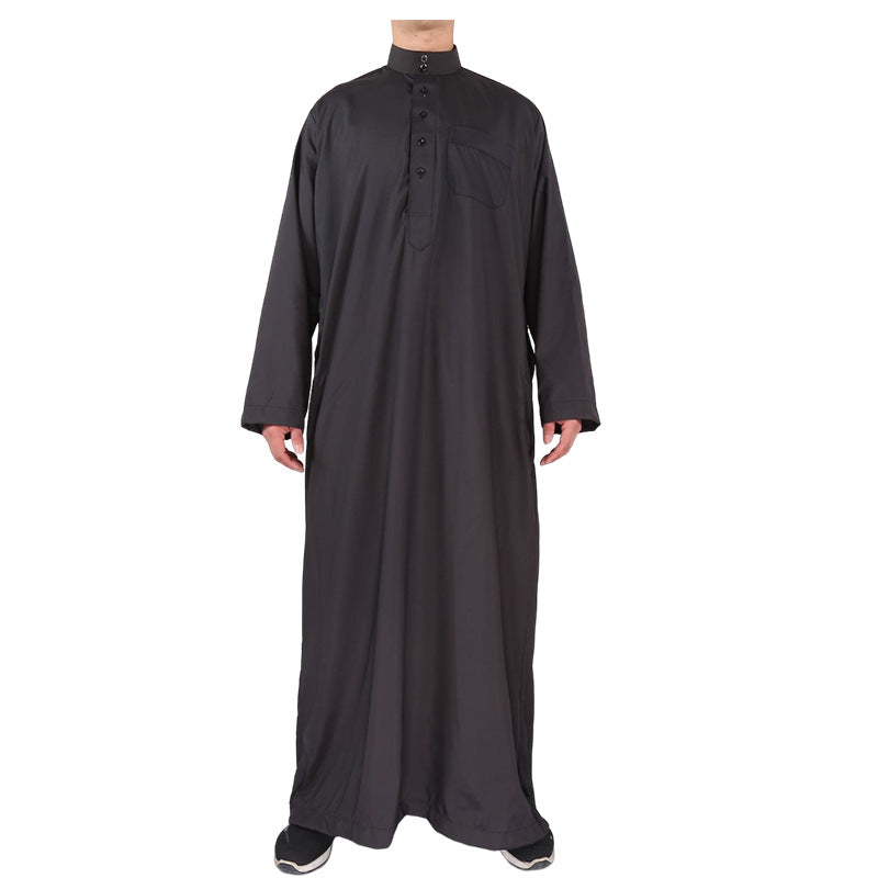Mens Black Thobe Islamic Jubba Kaftan Robe | Traditional Arab Bisht for Formal Events