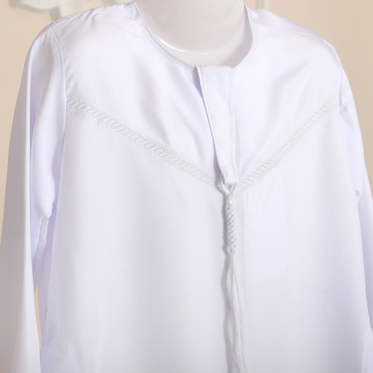 Boys White Thobe Traditional Kids Long Robe Eid Formal Outfit