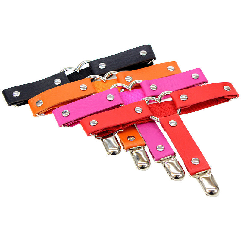 Punk Love-Shaped Leather Leg Ring: Japanese Non-Slip Thigh Socks Foot Ring Garter