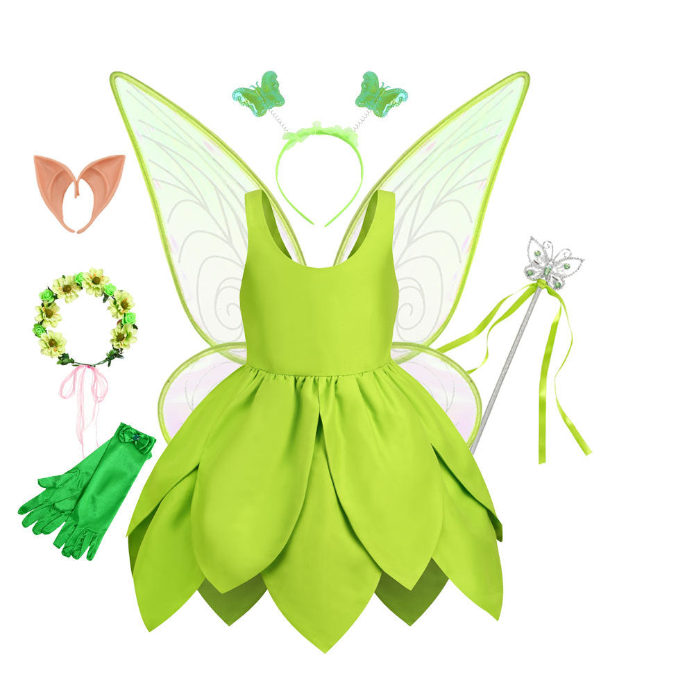 Green Elf Elsa Wonderful Fairy Tinker Bell Princess Dress Tinker Bell