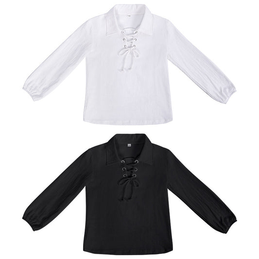 Kids Halloween Renaissance Victorian Steampunk Shirt – Black Pirate Costume