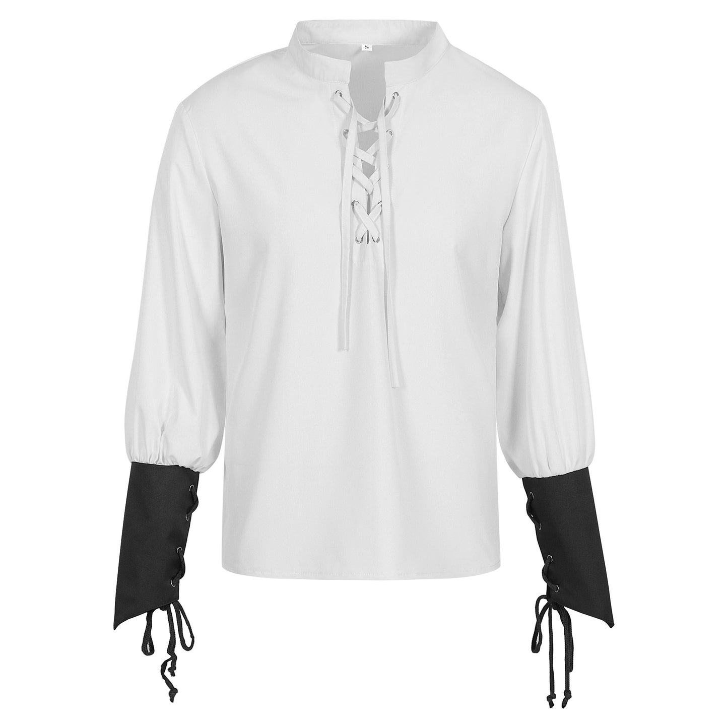 Mens Steampunk Pirate Shirt Lace Up Long Sleeve Medieval Tunic Top 3 Colors