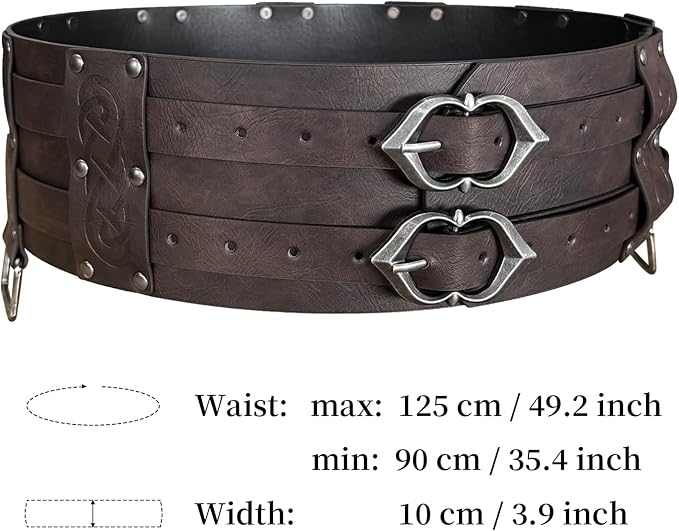 Viking Wide Belt Medieval Faux Leather Armor Knight Corset Sashes LARP Costume