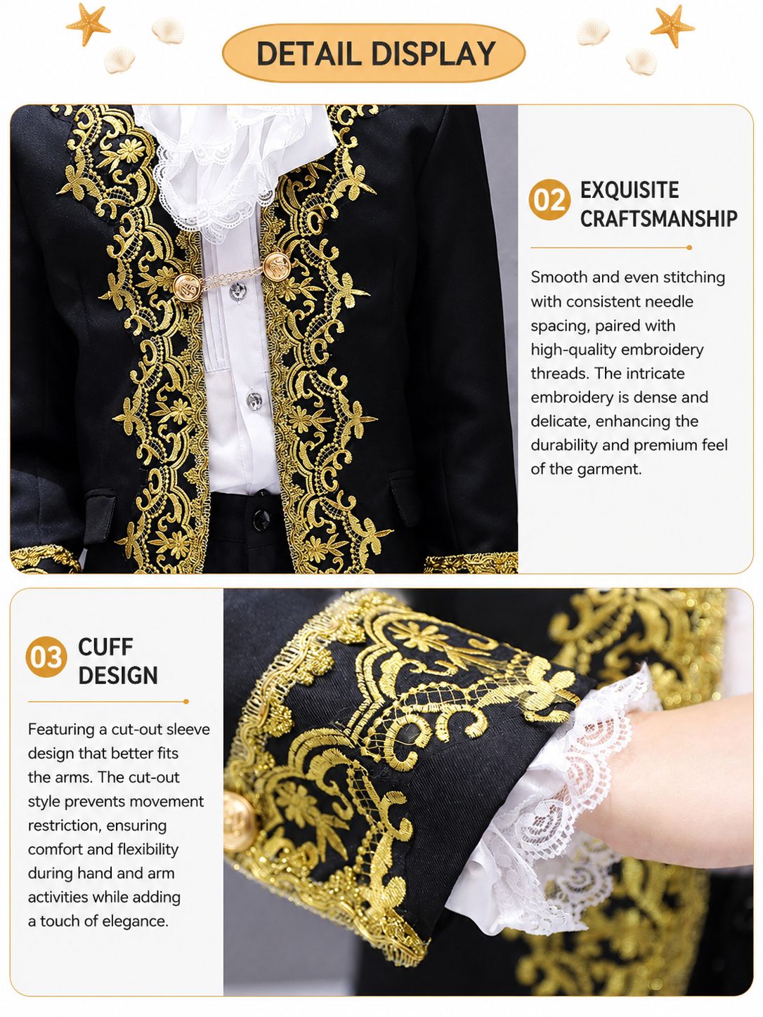 Boys Palace Prince Costume Jacket Pants Royal Stage Outfit Wedding Suit with Pants