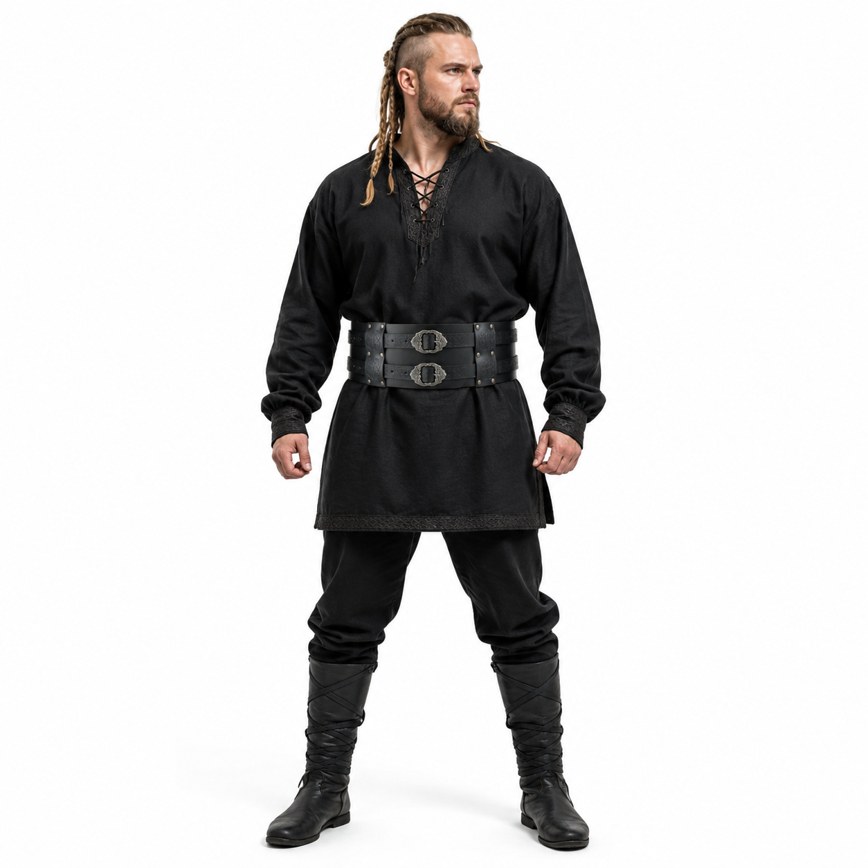 Medieval Viking Wide Belt Faux Leather Celtic Waist Belt LARP Cosplay Costume
