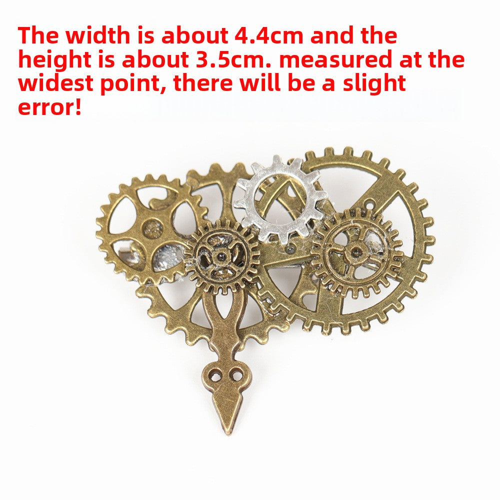 Steampunk Gear Wing Brooch Victorian Gothic Chain Lapel Pin Cosplay Accessory