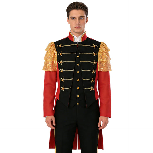 Mens Ringmaster Jacket Medieval Prince Circus Stage Costume Coat