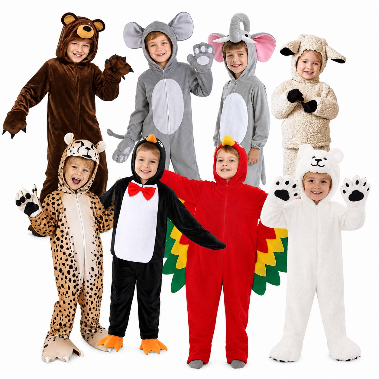 Kids Animal Costume Onesie Pajamas Fancy Dress Book Week Zoo Party S-XL