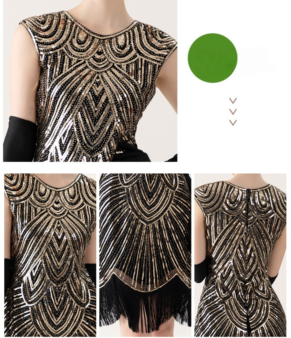 Deluxe Black Gold 1920s Flapper Dress | Women's Gatsby Costume MEEJOY Deluxe Black Gold 1920s Flapper Dress | Women's Gatsby Costume MEEJOY