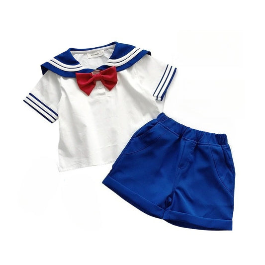 Boy Navy Sailor Costume Kids Child Halloween Blue Red Uniform Fancy Dress