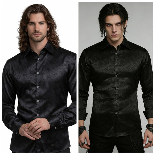 Luxury Black Long Sleeve Button-Up – Wedding / Prom / Party Formal Shirt