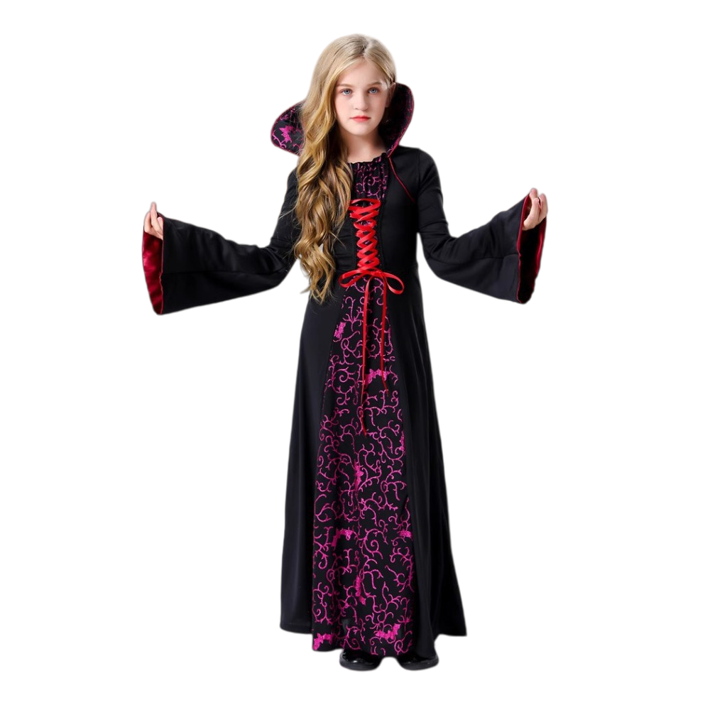 Girls Gothic Evil Queen Costume – Vampire Witch Halloween Dress