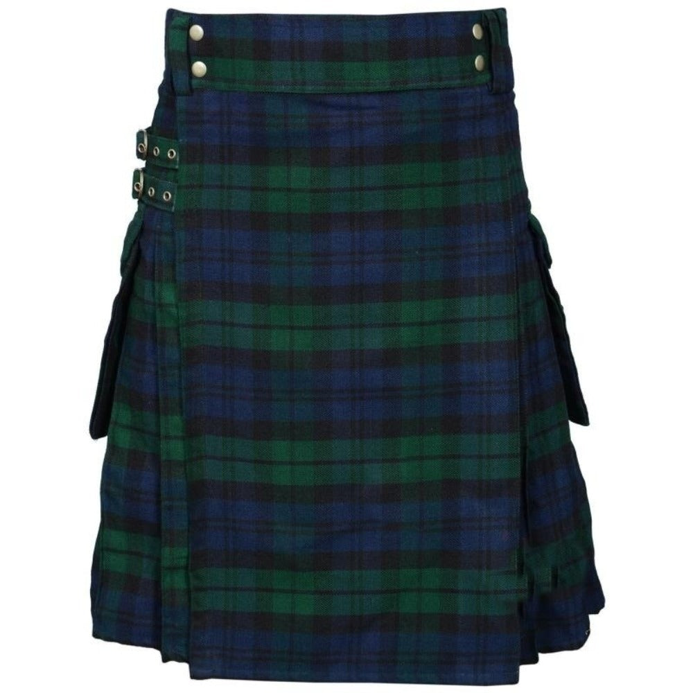 Mens Scottish Kilt Plaid Pleated Skirt Tartan Utility Costume Holiday Dress