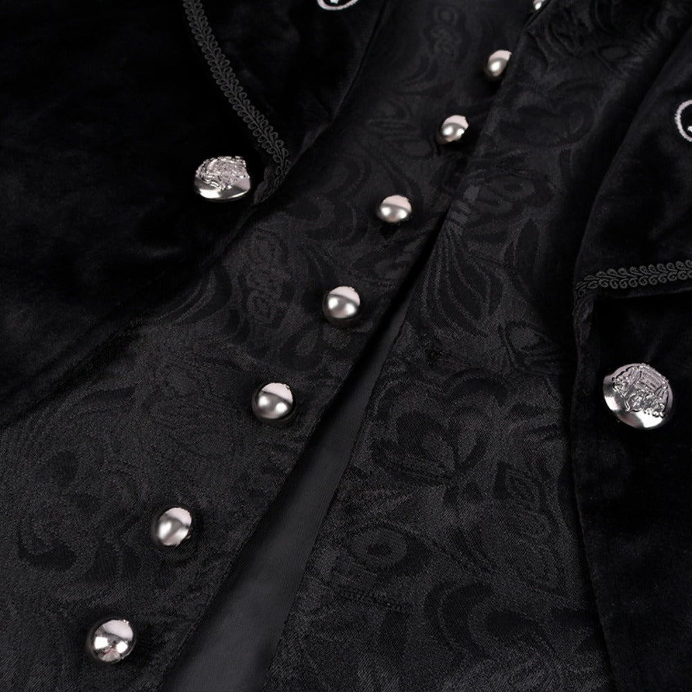Men's Noble High Collar Double-Breasted Vintage European Medieval Tailcoat