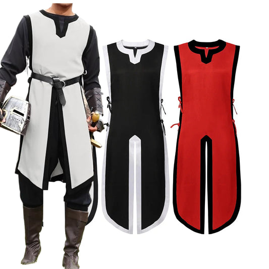Plus Size Medieval Tabard Templar Knight Robe Vest  Renaissance Gothic Tunic Top Warrior Viking Shirt Halloween Costume