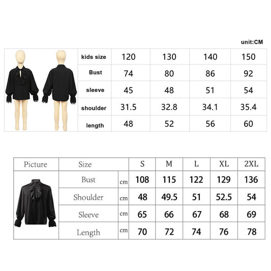 Pirate Shirt Victorian Costume – Men, Women, Kids Gothic Renaissance Top