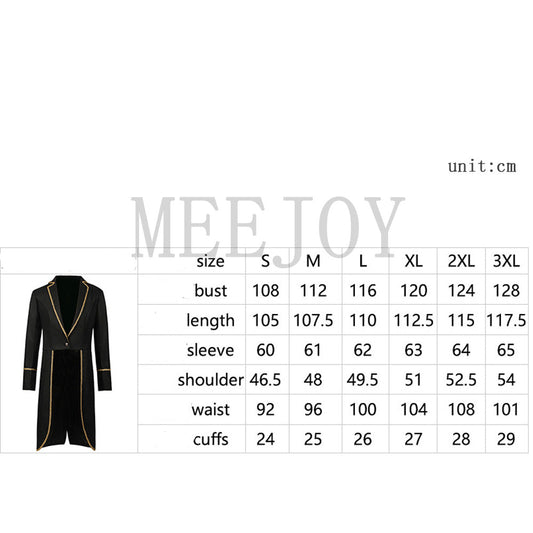 Men’s Mid-Length Punk Tailcoat w/ Gold Trim – Medieval/Victorian | S–3XL